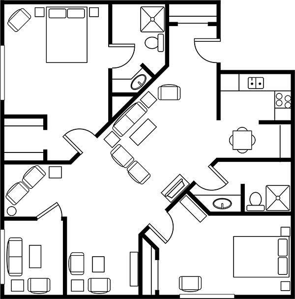 Two Bedroom Floor Plans