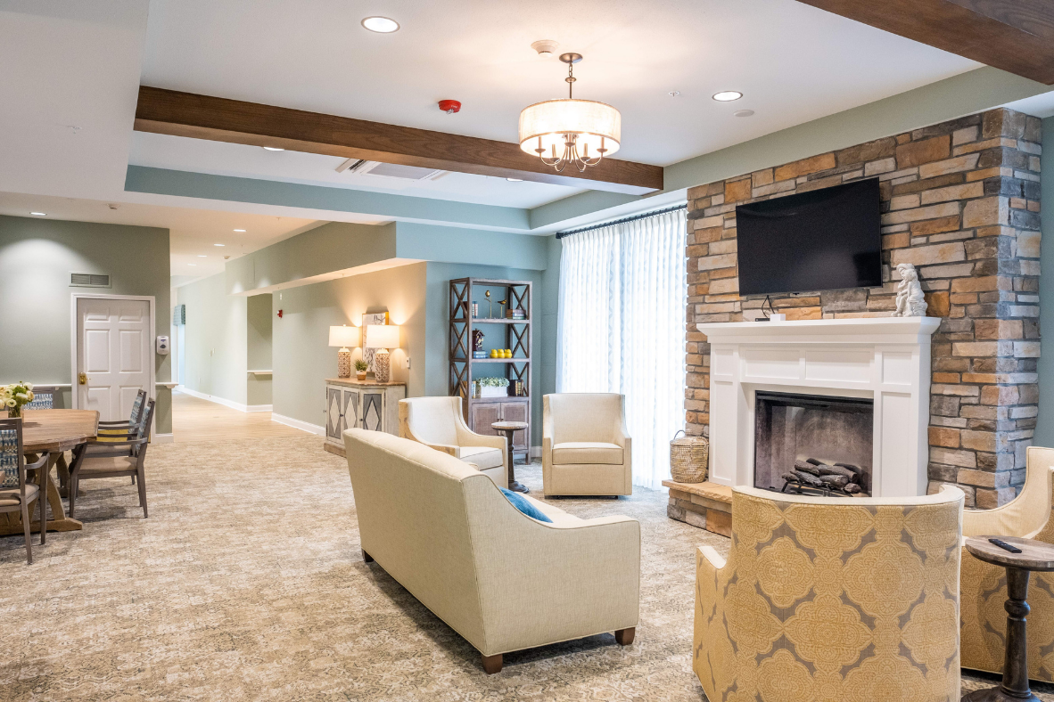 living area for gathering at Omaha's Parsons House Senior Living